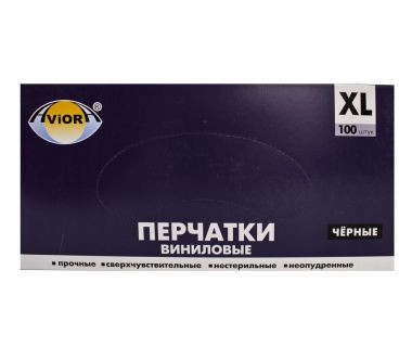 Перчатки винил неопудр. Авиора ХL /10х100  черные