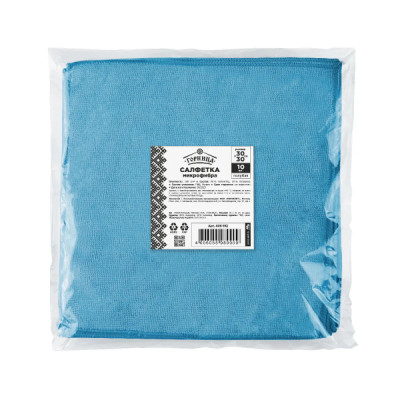 Салфетка микрофибра Горница ГОЛУБАЯ  30*30 (уп 10 шт)