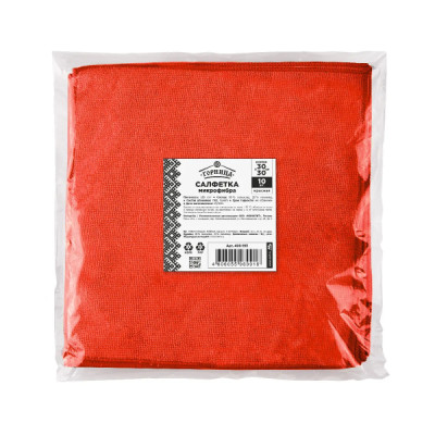 Салфетка микрофибра Горница КРАСНАЯ  30*30 (уп 10 шт)