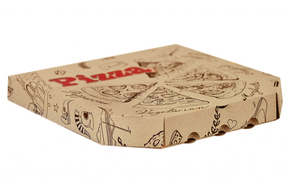 № 50 Коробка для пиццы 350*350 бурая с печатью, 50 шт