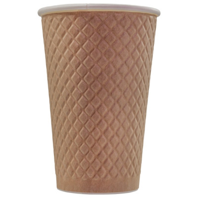 EM90-530 Стакан бум двухслойный 400 мл. (Waffle Kraft, 25/туба, 400/кор.)